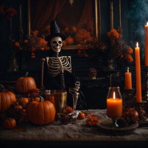 Skeleton with a witch