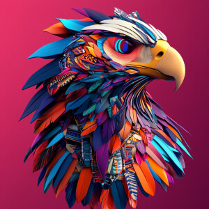 Create a 3D rendering that features an array of a vibrantly-colo...