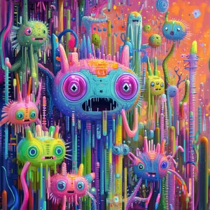 In a world where pixels come to life, a whimsical array of color...