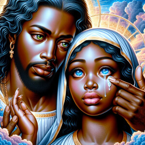 Ensure that the image distinctly represents both Jesus Christ an...