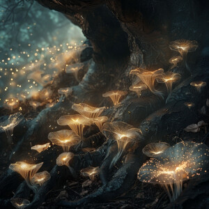 Phosphorescent image of mycelium