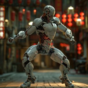 Cyborg's performing martial arts, HDR, masterpiece, ultra-detai...