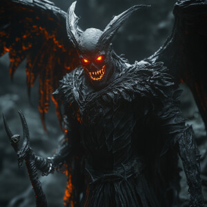 A terrifying demonic entity, reminiscent of the grim reaper, ado...