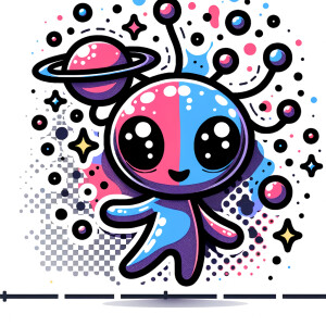 Colored alien transparent graphic, no background, cosmic alien g...