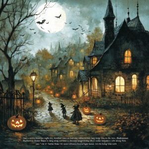 "Under a moonlit sky, Halloween night breathes magic into the to...
