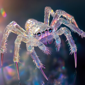 A breathtakingly intricate crystal crawler, its prismatic append...