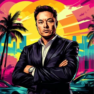 Elon Musk in GTA art style — — in the style of a Grand Theft Au...