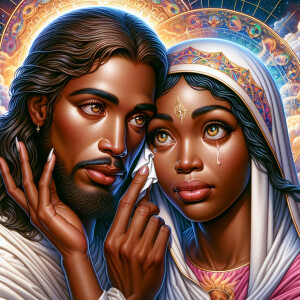 Ensure that the image distinctly represents both Jesus Christ an...