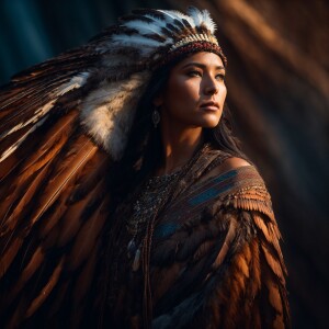 Create an 8K ultra-HD, photorealistic image of a Native American...