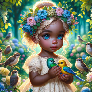A magical scene featuring a light-skinned African-American toddl...