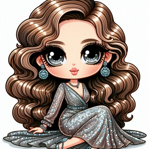 chibi big eyed hand drawn cartoon woman high resolution she’s cu...