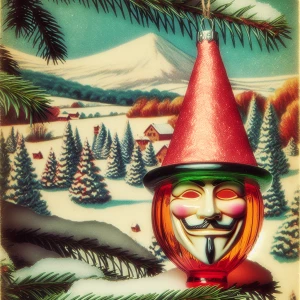 A photo of a 1950s kitsch blown glass Christmas ornament of a  h...