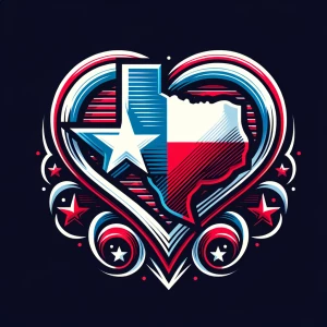 Create a heart-shaped logo featuring the colors red, white, and...