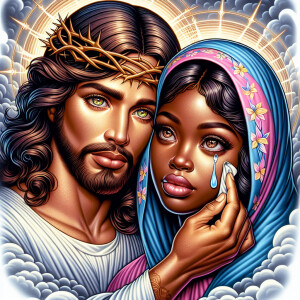 Ensure that the image distinctly represents both Jesus Christ an...