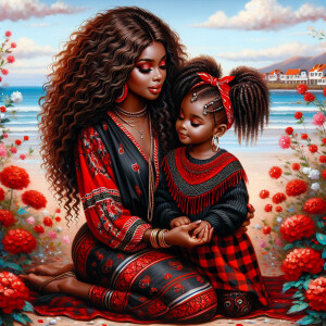 A tender depiction of a Bohemian mother with her child, both sty...