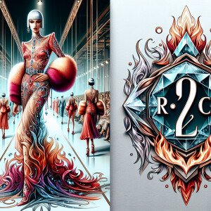 Design a logo for the fashion brand R2C2 incorporating icy diamo...
