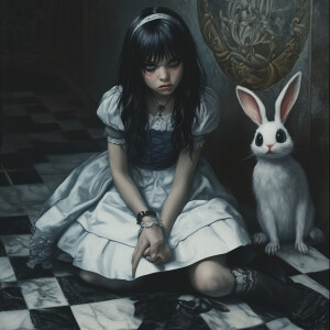 Create a highly detailed, photo-realistic image of a Gothic girl...