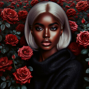 Illustrate an African American woman with caramel skin, featurin...