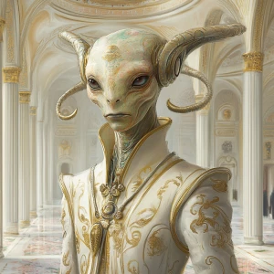 An alien hybrid portrayed in the classical elegance of Adam styl...