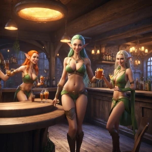 A bar where the waitress are undressed elven women serving up dr...