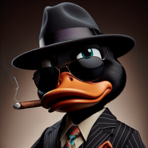 Duffy duck из looney tunes гангстер черного цвета