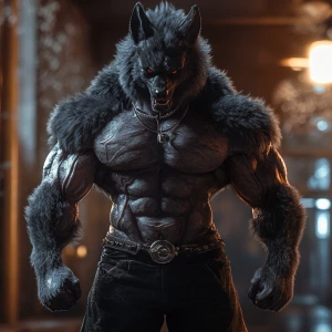 Lycan hairymuscles showing off full body view
