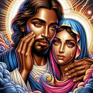Ensure that the image distinctly represents both Jesus Christ an...