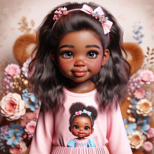Refine the 3D realistic image of a four-year-old African-America...