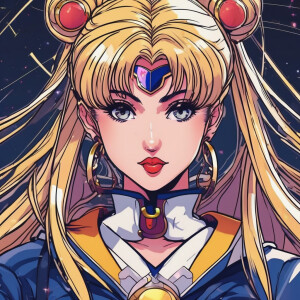 Draw a girl in anime and cyberpunk style