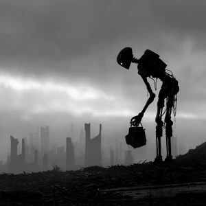A robot picks up metal debris during storms and tempests. The ro...