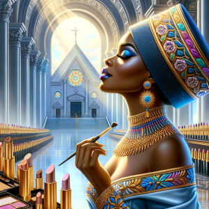 Create an airbrush oil painting of an African American woman wit...