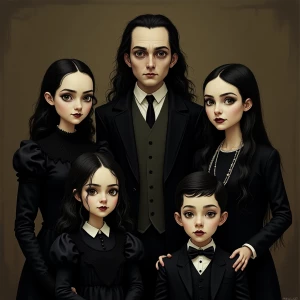 Create a Gothic-style Victorian family portrait featuring charac...