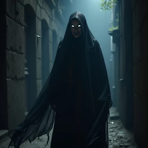 In the dimly lit alley, a captivatingly mysterious figure emerge...