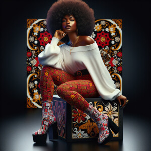 A 4K glossy oil painting of a regal large full-figure African Am...