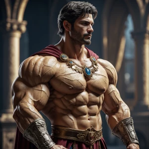 The muscular prince was bulging and showing off to the king Que...