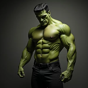 musclular Frankenstein showing off bulge release