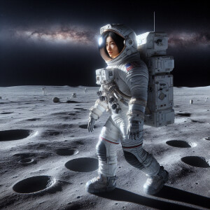 Create a hyperdetailed photorealistic of a female, walking on th...