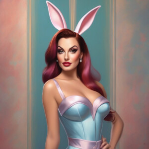 Anthropomorphic looney tunes bugs bunny as the lovely Jessica Ra...