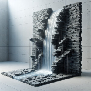 Imagine a mesmerizing floating waterfall crafted from delicate s...