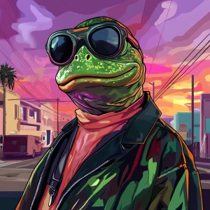 MEME PEPE in GTA art style — — in the style of a Grand Theft Au...