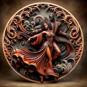 3d wood and porcelain sculpture of an Afrocentric woman with a m...