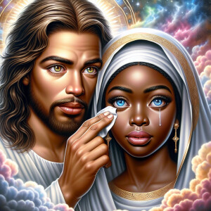 Ensure that the image distinctly represents both Jesus Christ an...