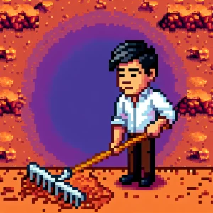 Elon Musk raking dirt on Mars