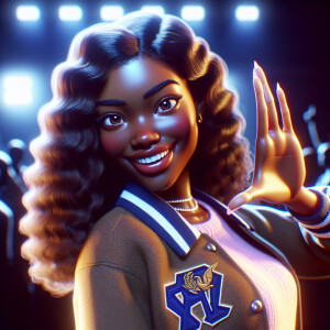 An African American girl in her early 20s, hair to her shoulders...