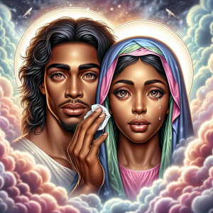Ensure that the image distinctly represents both Jesus Christ an...