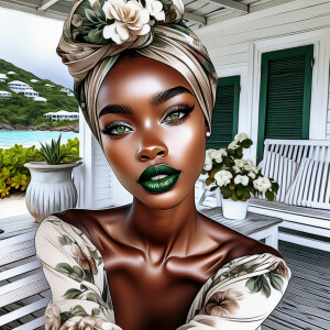 Create an enchanting image showcasing a light-skinned African Am...
