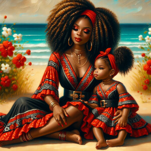 A tender depiction of a Bohemian mother with her child, both sty...