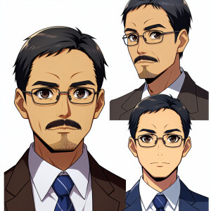 Create an anime-style portrait of Mukesh Ambani, incorporating d...