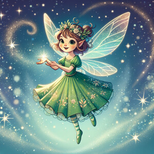 Create an image of Tinkerbell, the iconic fairy from Peter Pan,...