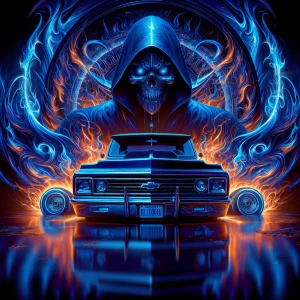 create an image depicts a striking and vibrant digital art style...